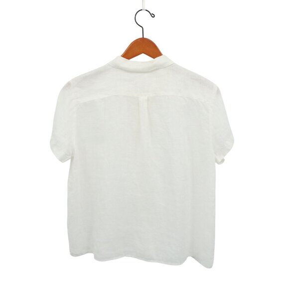CP Shades Mia Short Sleeve White Linen Button Front Shirt M - Picture 5 of 5